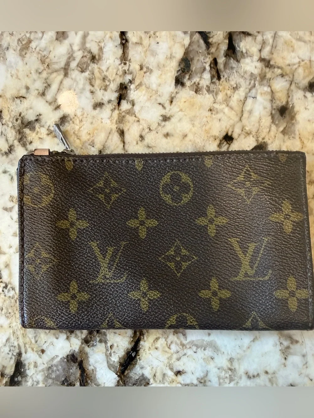 Louis Vuitton Monogram Brown and Tan Zip Pouch Wallet - Picture 6 of 7